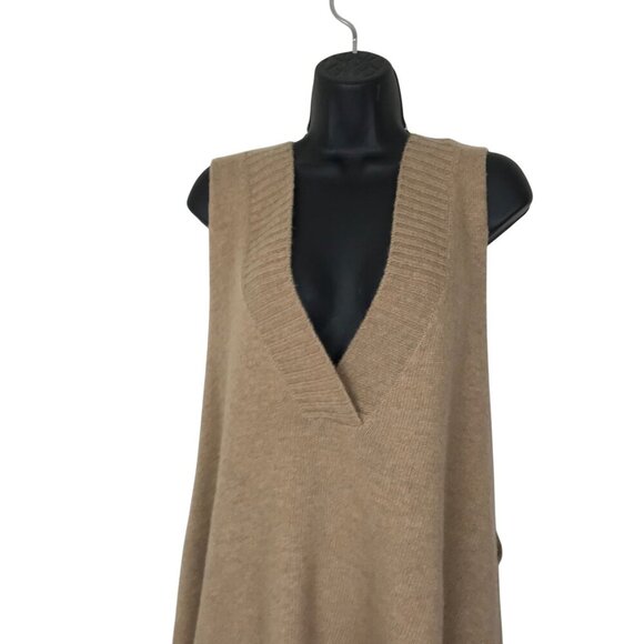 Free People Tan Knit Oversized V-neck High Low Vest Size S - Picture 3 of 7